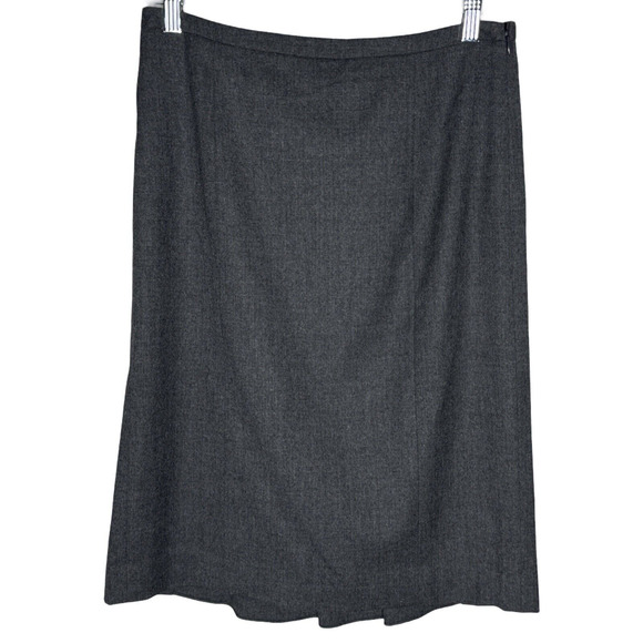 Talbots Skirt Womens 2 Gray Pencil Skirt Ruffle Back Neutral Minimalist Feminine - Picture 1 of 4